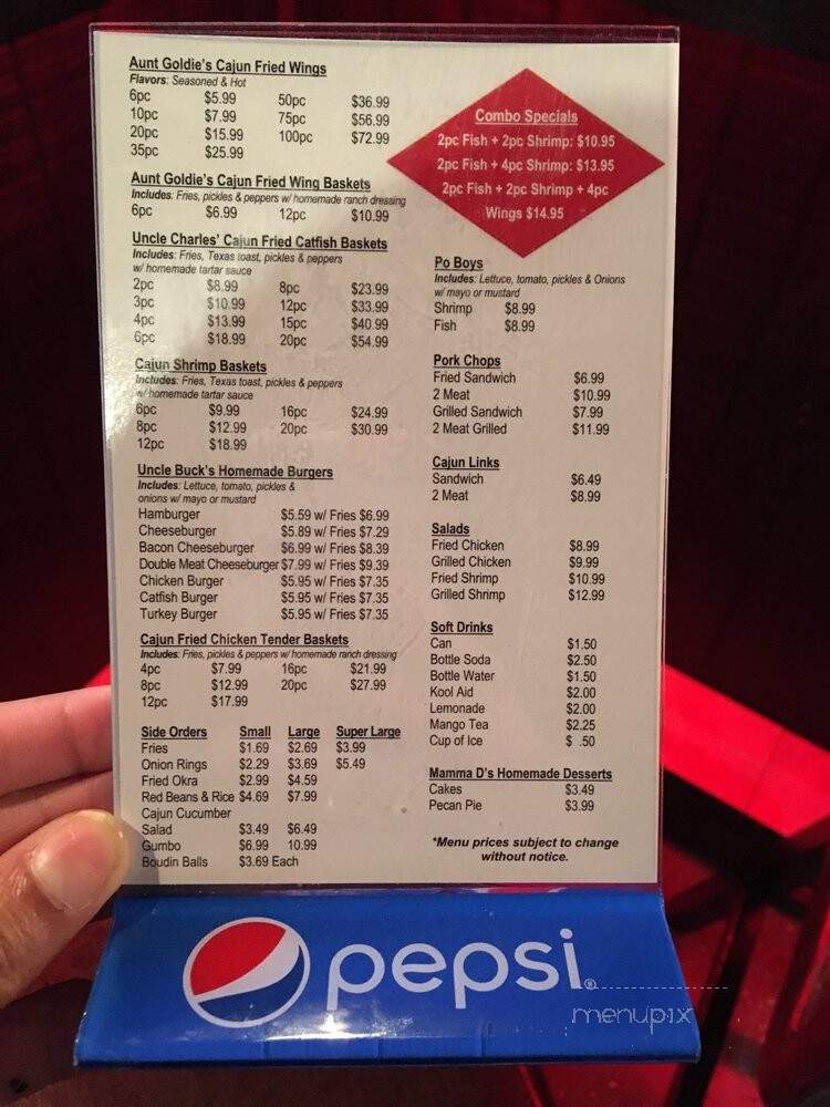 Thibodeaux's Authentic Cajun Cookin - Duncanville, TX menu_pic