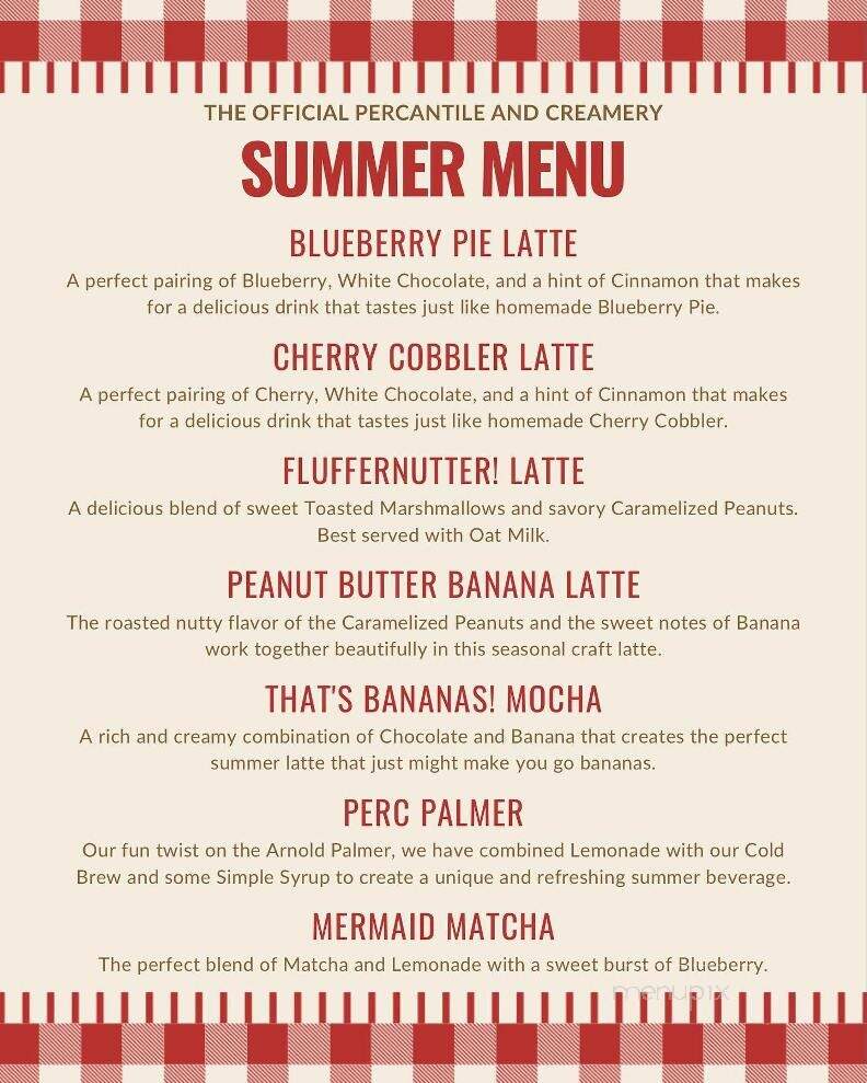 The Percantile and Creamery - Concord, NC menu_pic