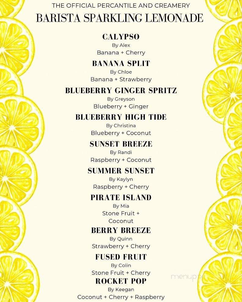 The Percantile and Creamery - Concord, NC menu_pic