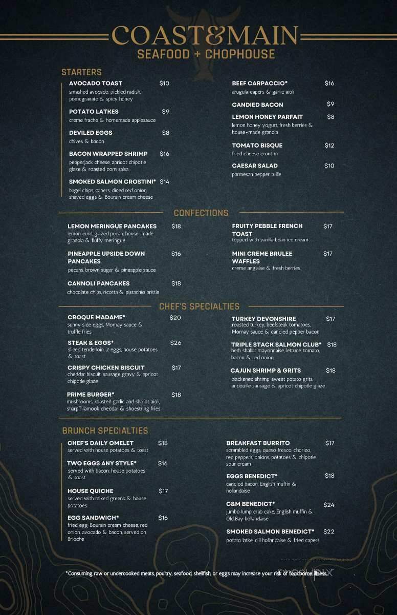 Coast & Main Seafood and Chophouse - Monroeville, PA menu_pic