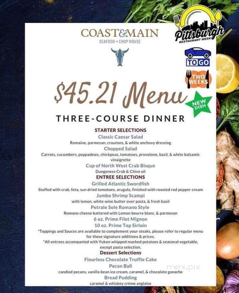Coast & Main Seafood and Chophouse - Monroeville, PA menu_pic