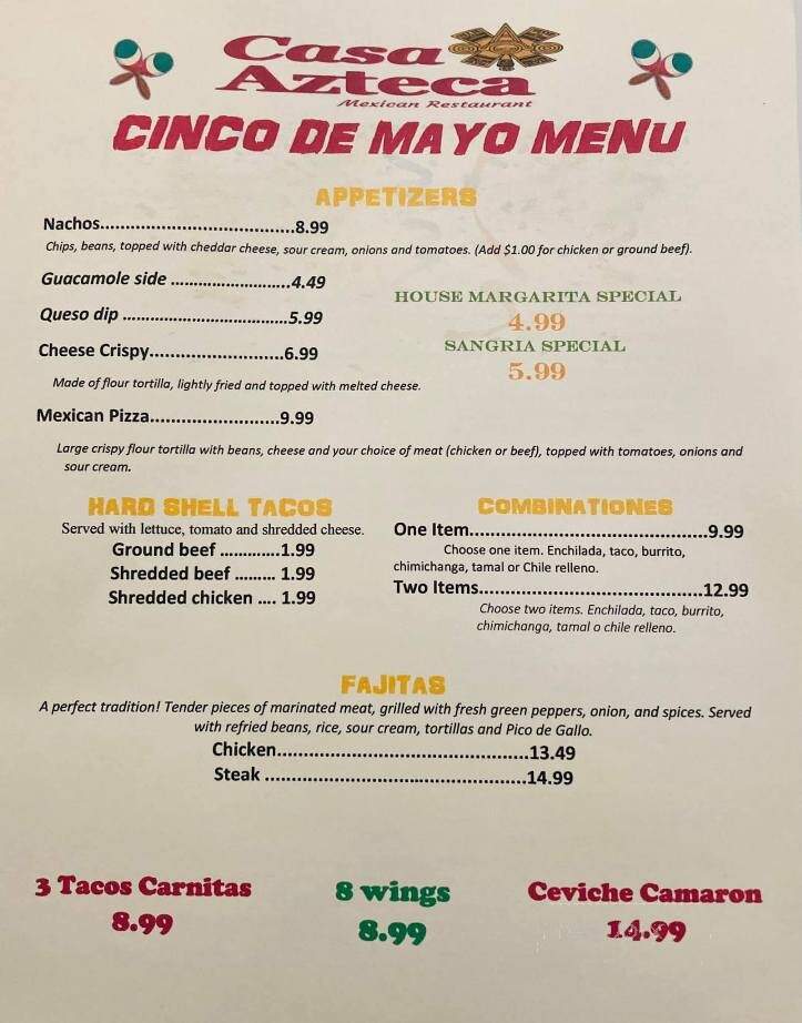 Casa Azteca Mexican Restaurant - Fort Pierce, FL menu_pic