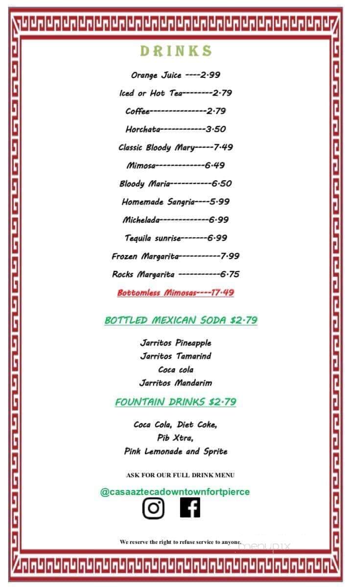 Casa Azteca Mexican Restaurant - Fort Pierce, FL menu_pic