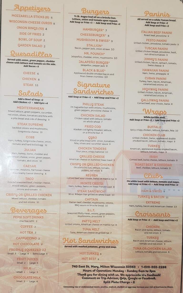 Cafe 26 - Milton, WI menu_pic