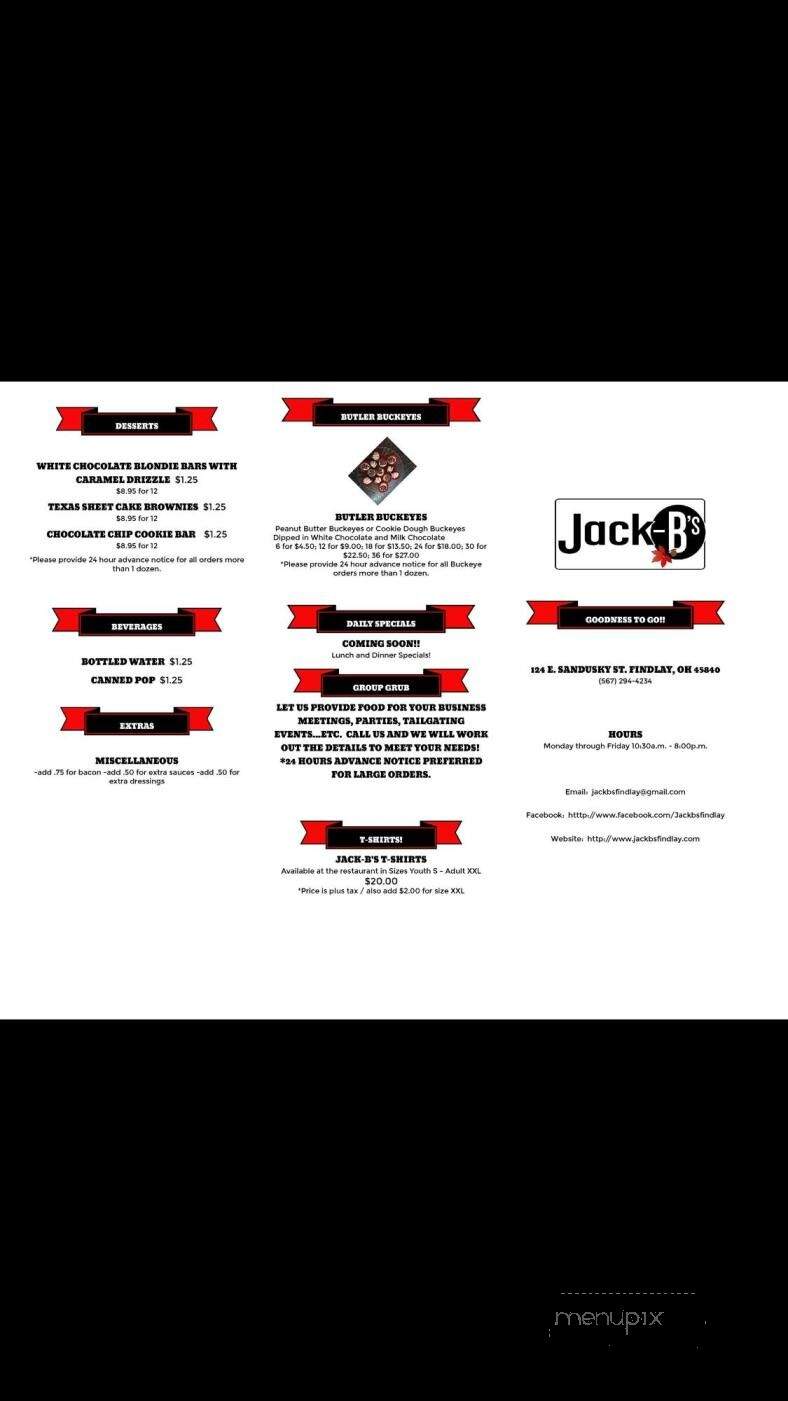 Jack B's - Findlay, OH menu_pic