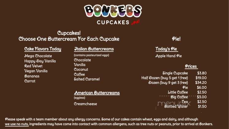 Bonkers Cupcakes - Fairfield, CT menu_pic