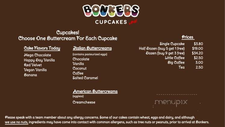 Bonkers Cupcakes - Fairfield, CT menu_pic