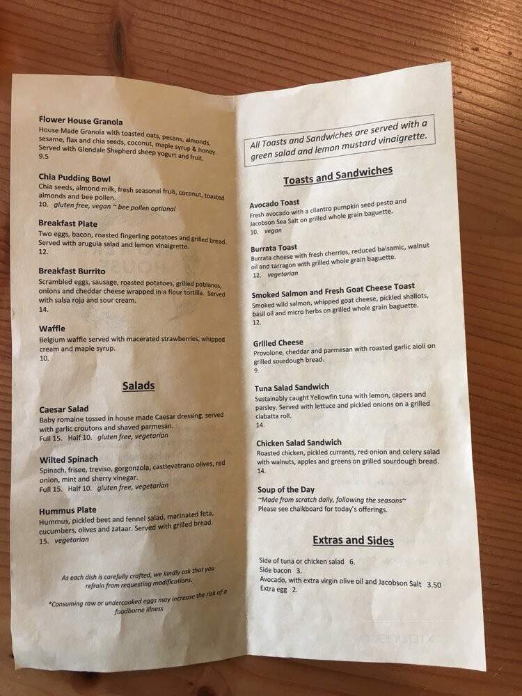 Flower House Cafe - Langley, WA menu_pic