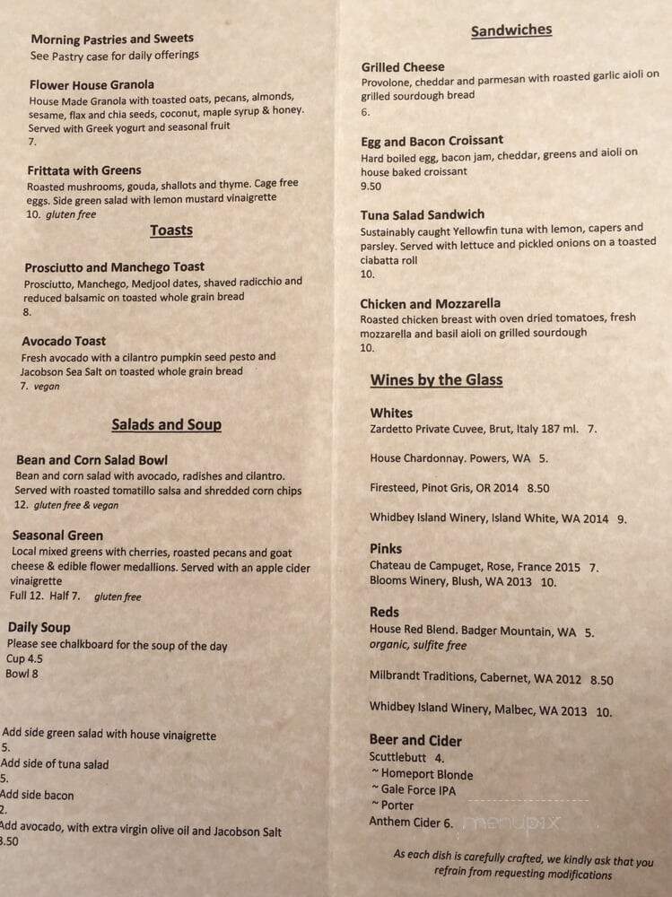 Flower House Cafe - Langley, WA menu_pic