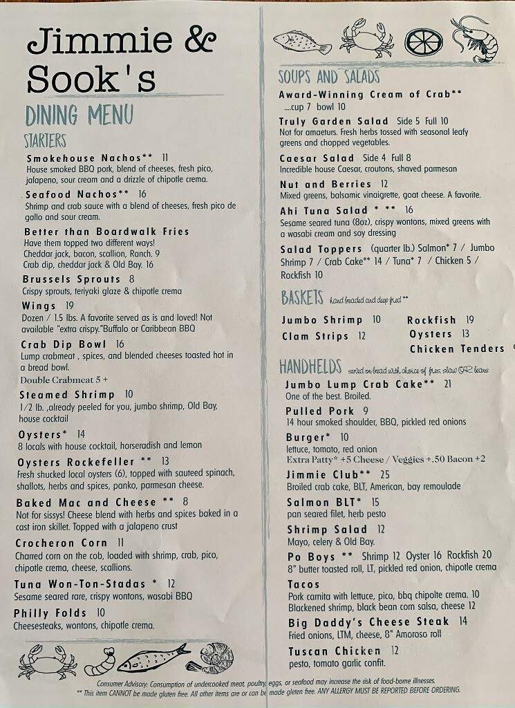Jimmie & Sooks - Cambridge, MD menu_pic