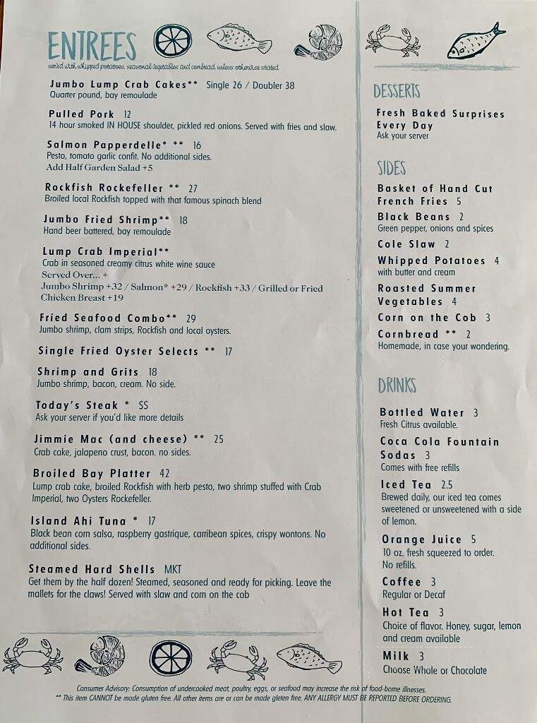 Jimmie & Sooks - Cambridge, MD menu_pic