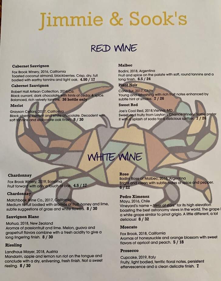 Jimmie & Sooks - Cambridge, MD menu_pic