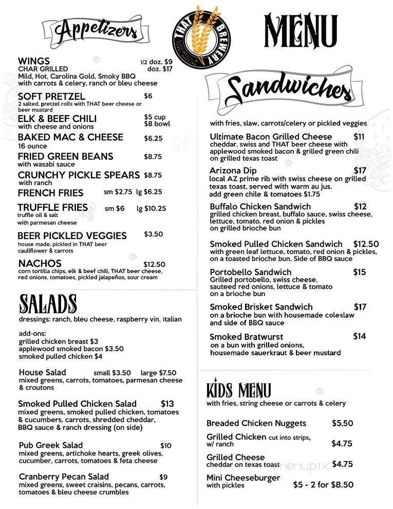 That Brewery & Pub - Pine, AZ menu_pic