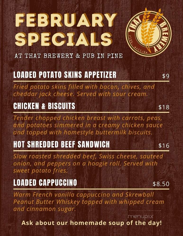 That Brewery & Pub - Pine, AZ menu_pic