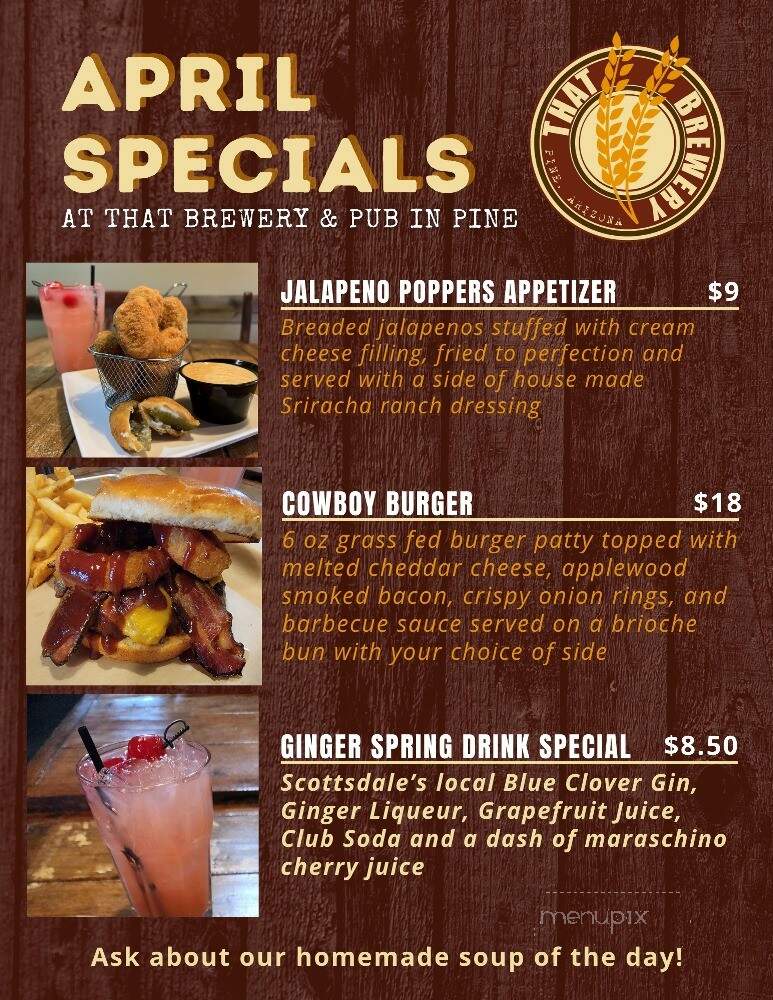 That Brewery & Pub - Pine, AZ menu_pic