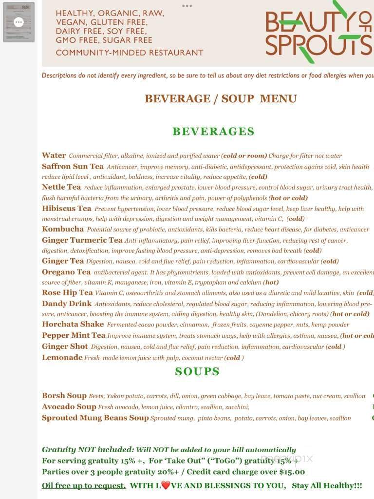 Beauty of Sprouts - Sarasota, FL menu_pic