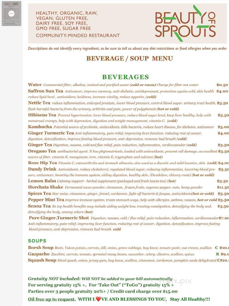 Beauty of Sprouts - Sarasota, FL menu_pic