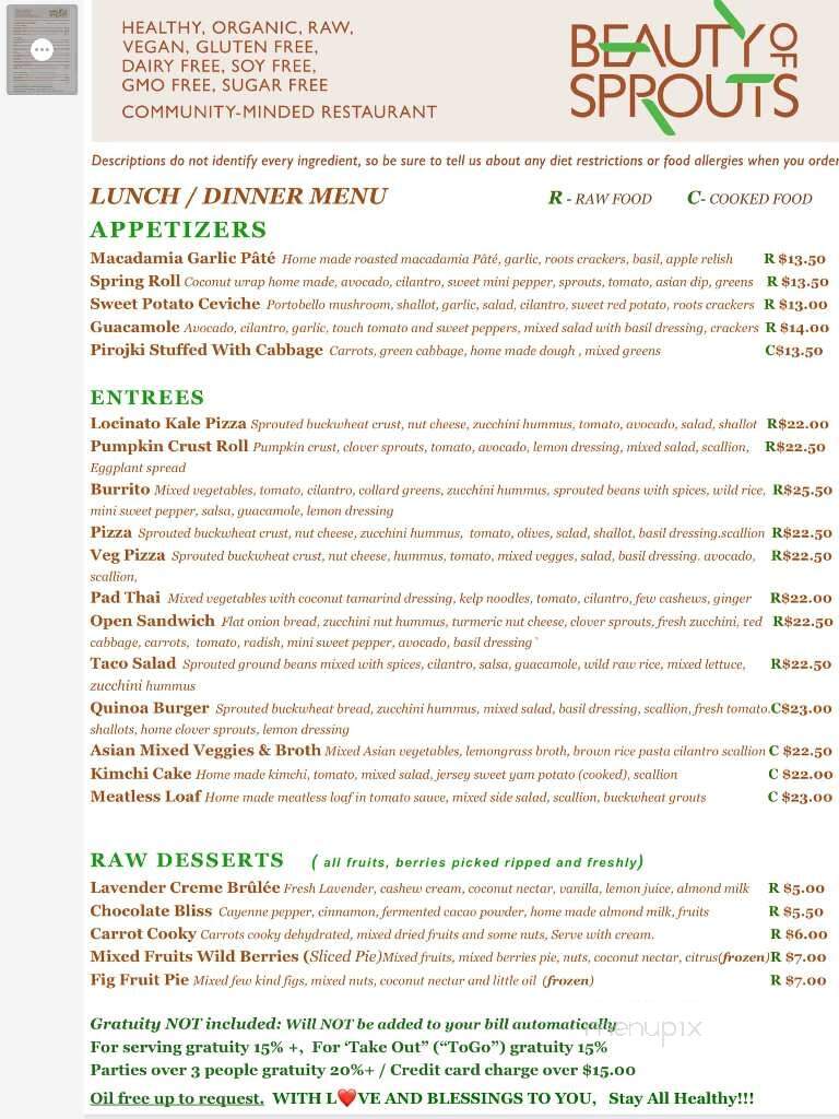 Beauty of Sprouts - Sarasota, FL menu_pic