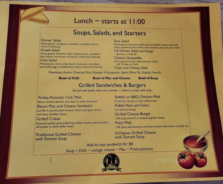Gator's Grilled Cheese Emporium - Ely, MN menu_pic
