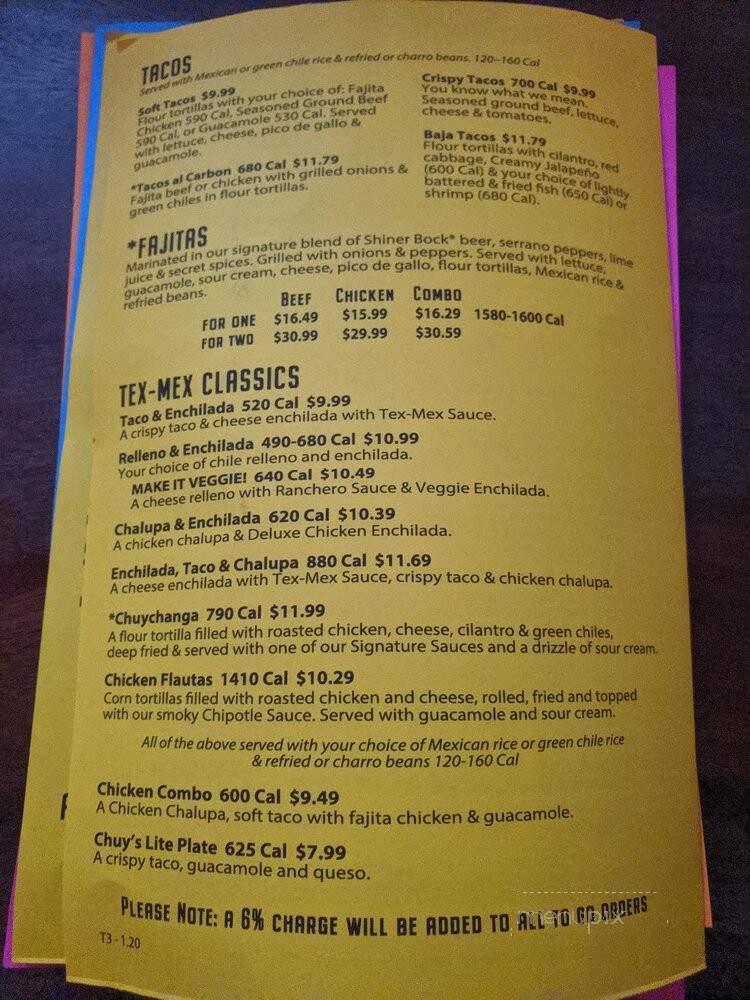 Chuy's - Miamisburg, OH menu_pic
