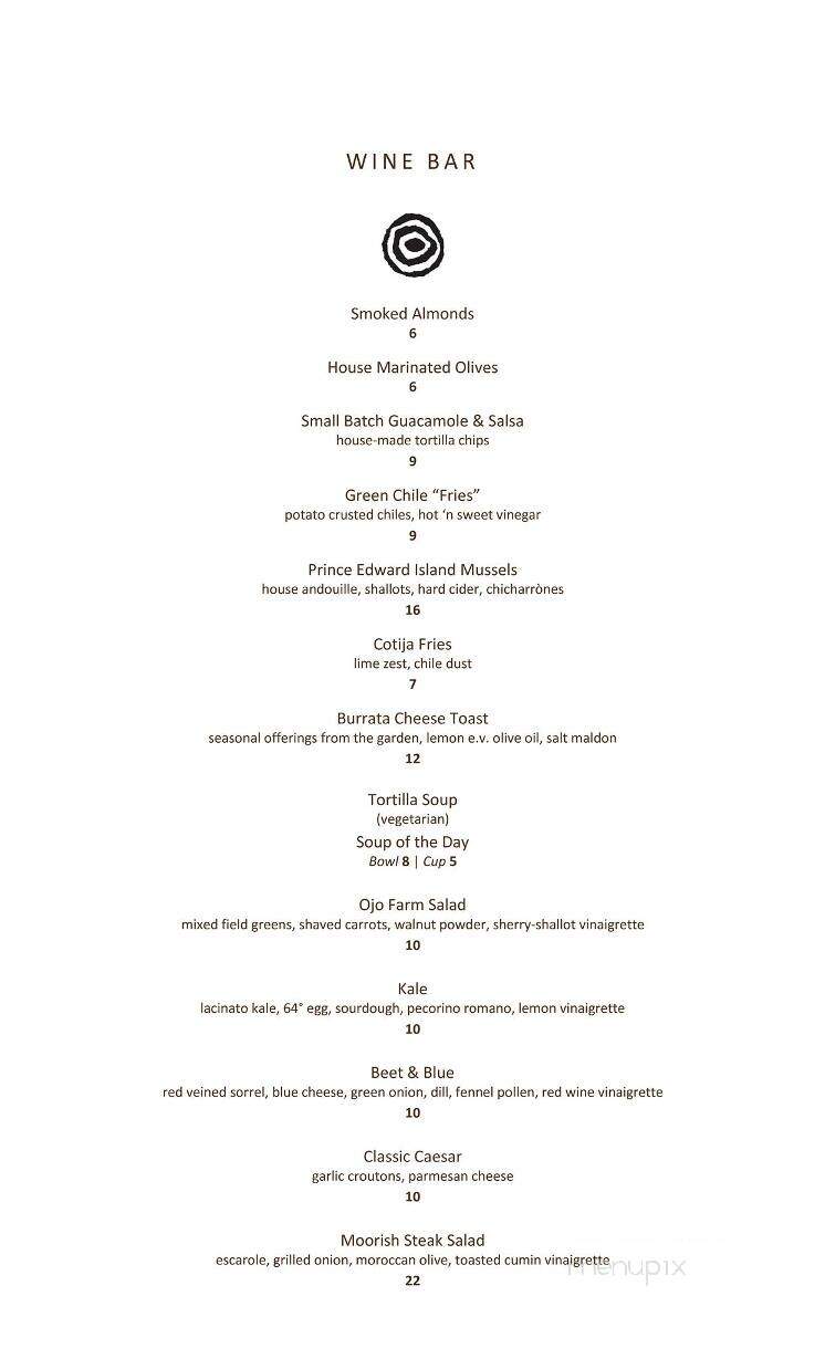Artesian Restaurant - Ojo Caliente, NM menu_pic