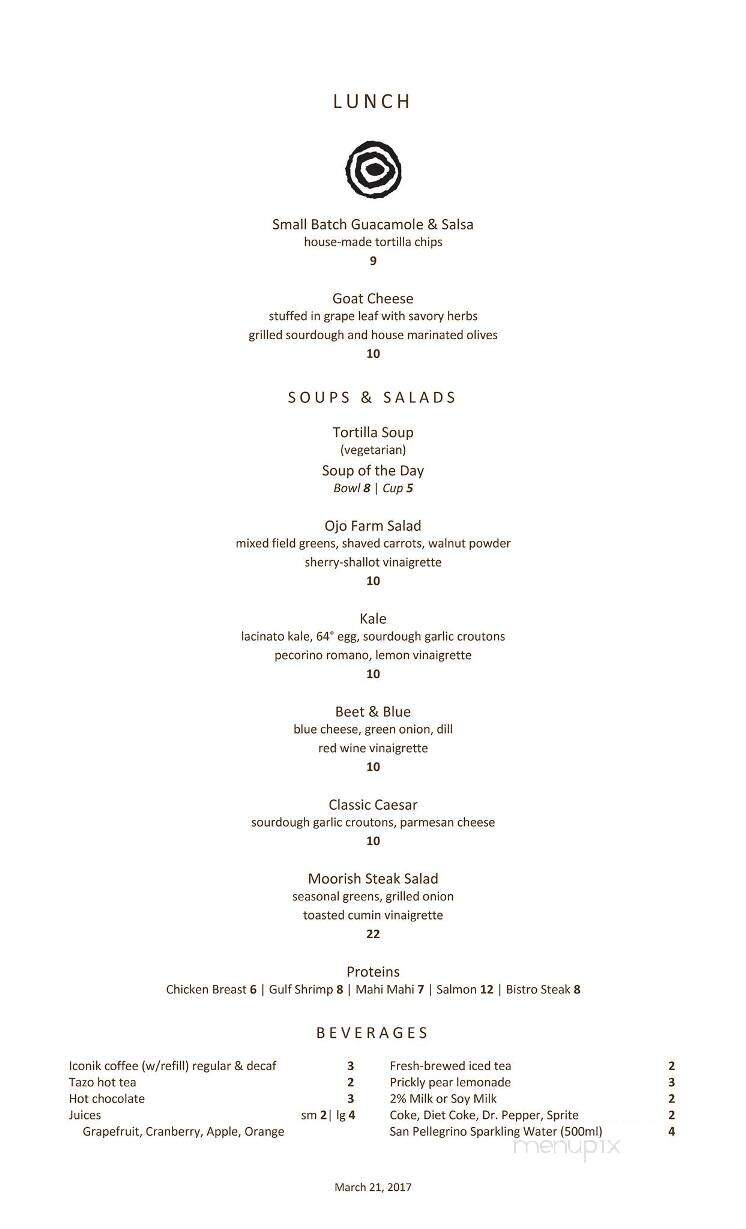 Artesian Restaurant - Ojo Caliente, NM menu_pic