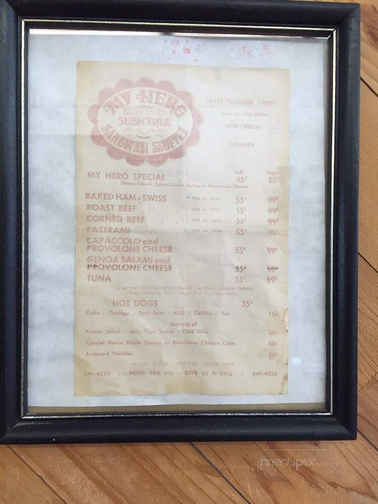 My Hero Submarine Sandwich - Northridge, CA menu_pic