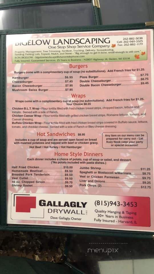 Kozy Nook - Harvard, IL menu_pic