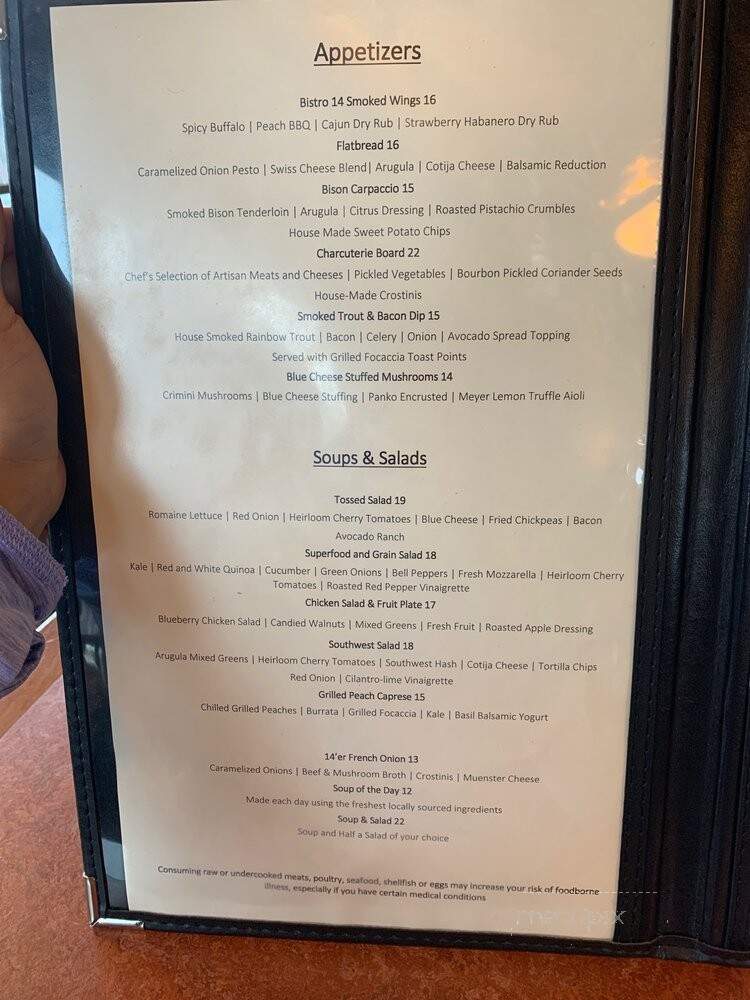 Bistro Fourteen - Vail, CO menu_pic