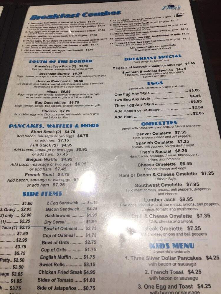 Theo's Grill & Bar - Grand Prairie, TX menu_pic