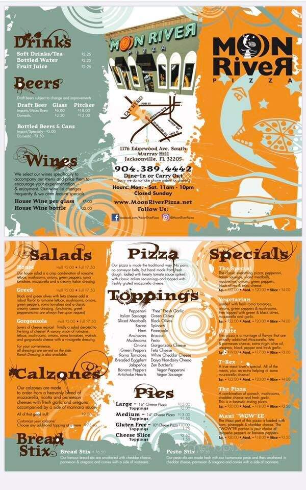 Moon River Pizza - Jacksonville, FL menu_pic
