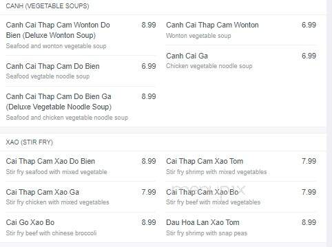 KG Saigon - Winnipeg, MB menu_pic