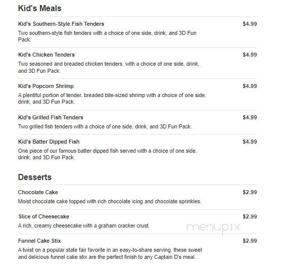 Captain D's Seafood - Jasper, GA menu_pic