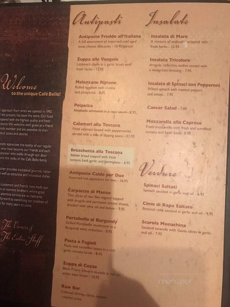 Cafe Bello - Bayonne, NJ menu_pic