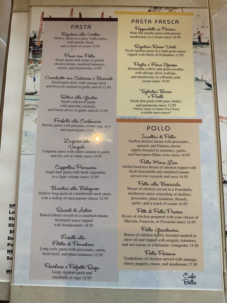 Cafe Bello - Bayonne, NJ menu_pic