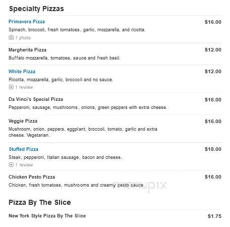 Da Vinci's Italian Restaurant - Hickory, NC menu_pic