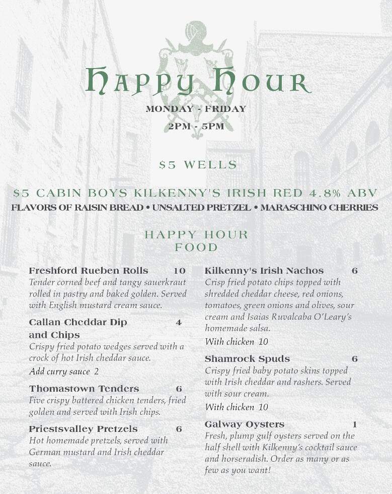 Kilkenny Irish Pub & Eatery - Tulsa, OK menu_pic