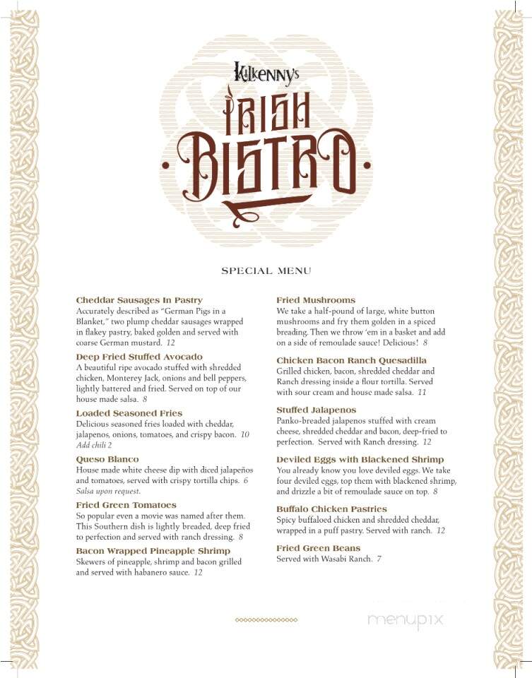 Kilkenny Irish Pub & Eatery - Tulsa, OK menu_pic