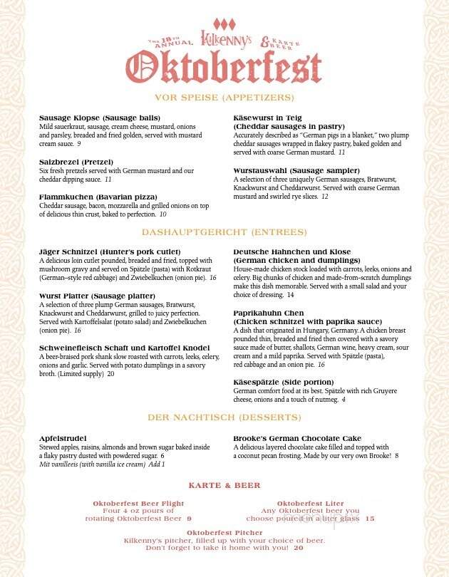 Kilkenny Irish Pub & Eatery - Tulsa, OK menu_pic