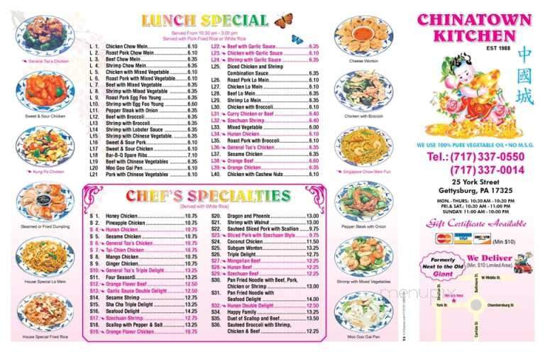 New Chinatown Kitchen - Gettysburg, PA menu_pic
