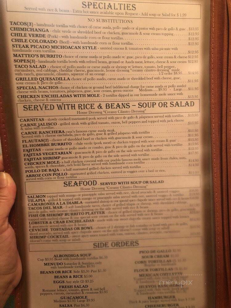Casa De Soria - Ventura, CA menu_pic