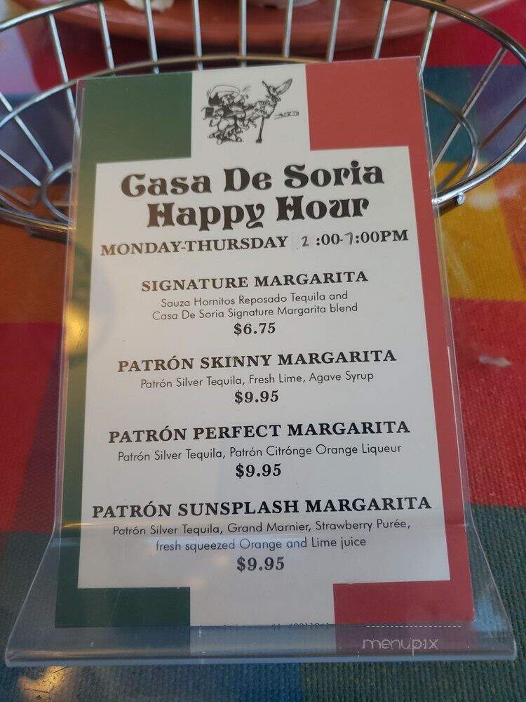 Casa De Soria - Ventura, CA menu_pic