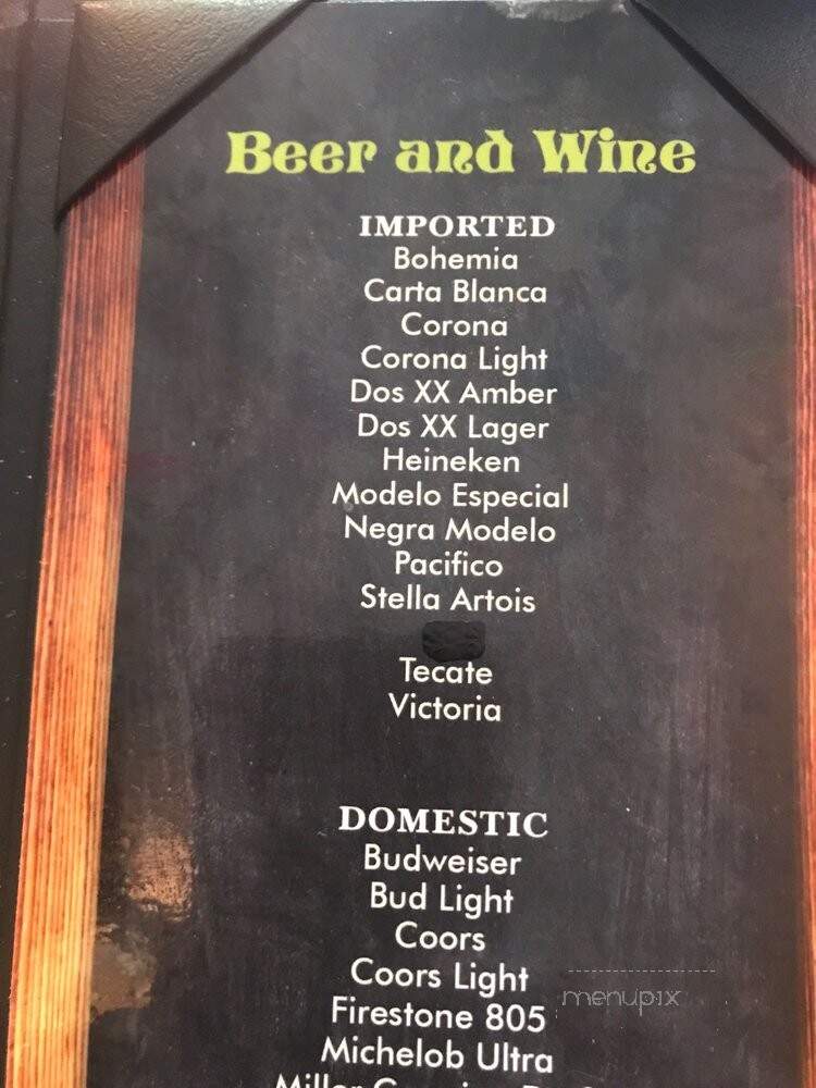Casa De Soria - Ventura, CA menu_pic