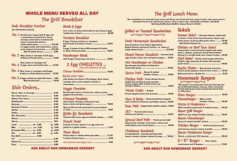 R & B's Grill - Cranbrook, BC menu_pic