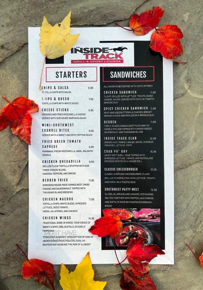 Inside Track Grill & Sports Lounge - Hot Springs National Park, AR menu_pic