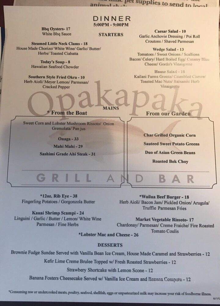 Opakapaka Grill and Bar - Kauai, HI