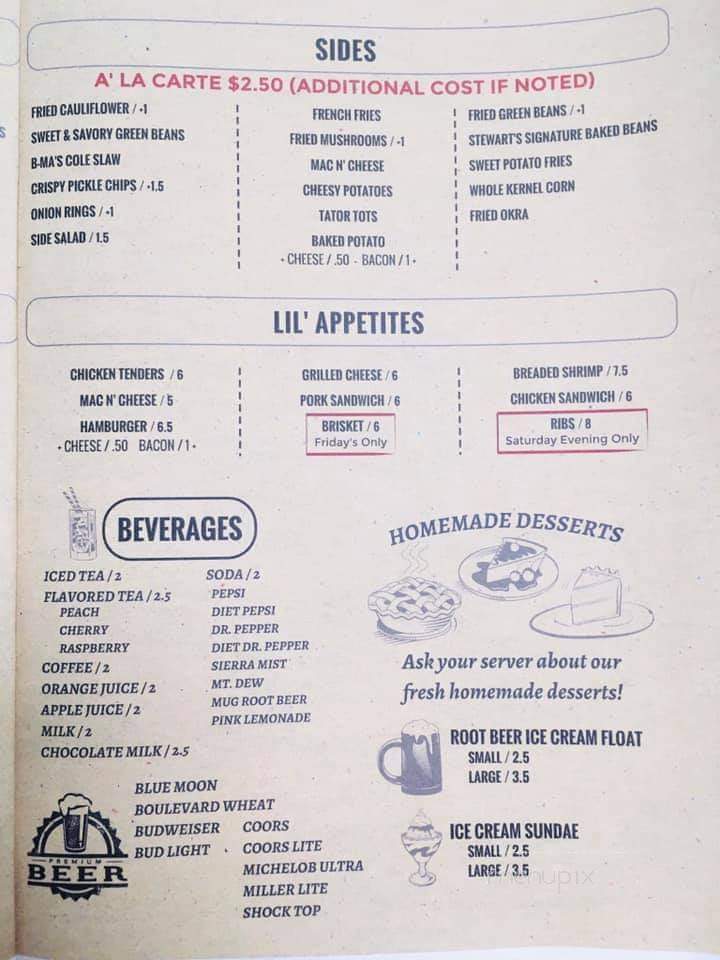 Stewart's Ol Store Smokehouse - Valley Falls, KS menu_pic