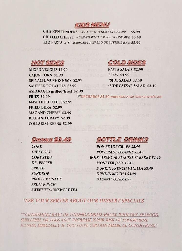 Zhay's Bar and Grill - Lincolnton, NC menu_pic