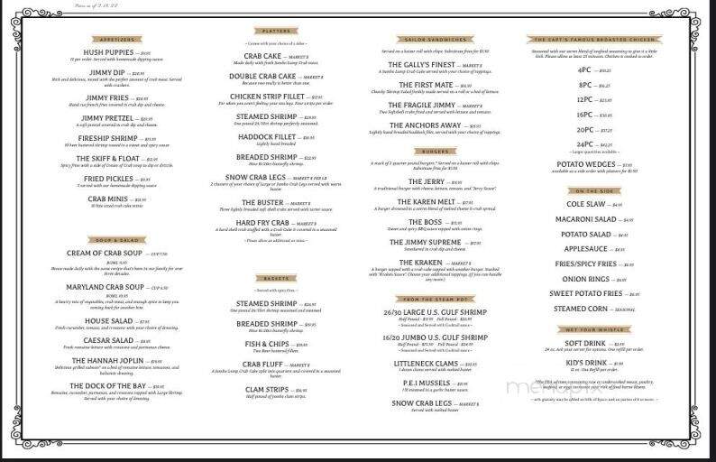 Capt. Bob's Steamed Crabs - Railroad, PA menu_pic