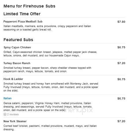 Firehouse Subs - Martinsburg, WV menu_pic